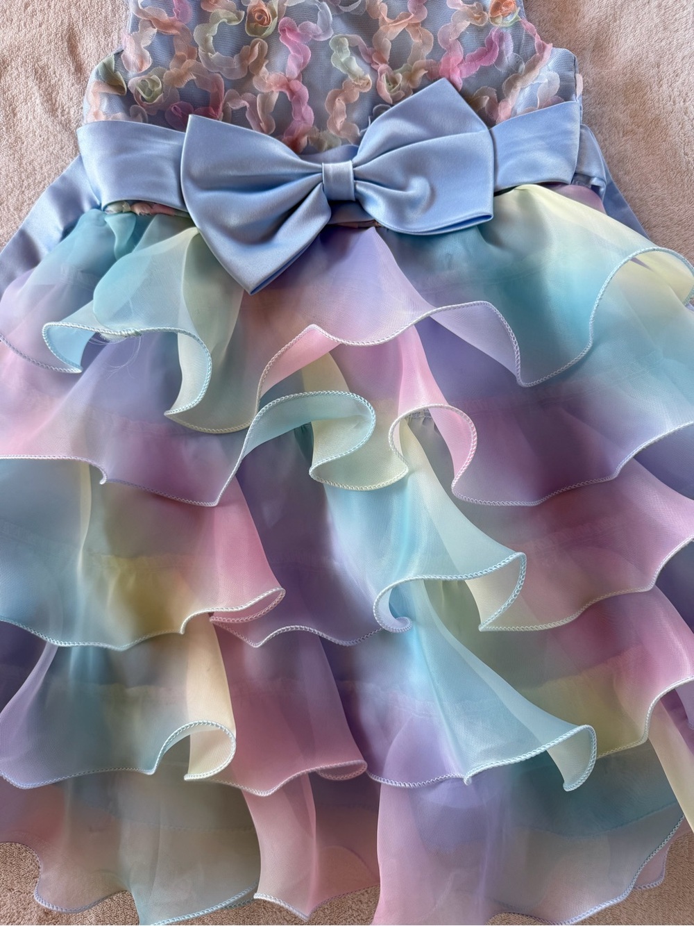 SHEIN Pastel Ruffle Bow Party Dress for Girls - Blue, Pink, Lavender Size 110 4T - Picture 5 of 11